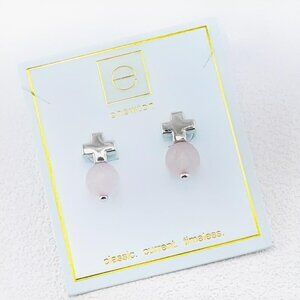 Enewton Cross Pink Crystal Stud Earrings